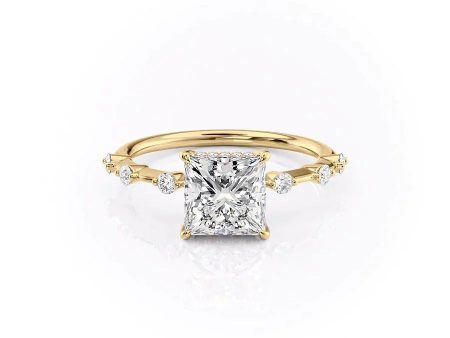 The Hidden Halo Penelope Set With A 1 Carat Princess Lab Diamond on Sale