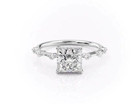 The Hidden Halo Penelope Set With A 1 Carat Princess Lab Diamond For Cheap