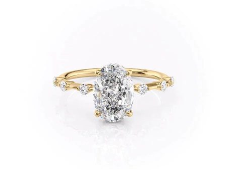 The Hidden Halo Penelope Set With A 1 Carat Oval Lab Diamond on Sale