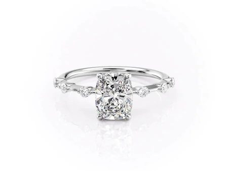 The Hidden Halo Penelope Set With A 1 Carat Elongated Cushion Lab Diamond Online