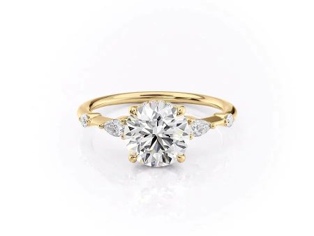 The Naomi Set With A 3 Carat Round Lab Diamond on Sale