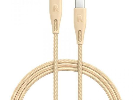 RAVPower Nylon Braided Type-C to Lightning Charging Cable - 0.3 Meter   1ft   Gold Fashion