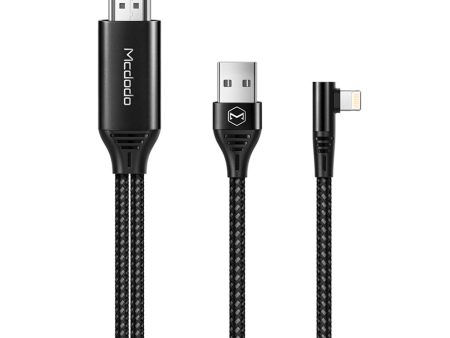 Mcdodo 90 Degree 4K HD Adapter TV Cable - USB   Lightning   HDMI   2 Meter   Black Discount