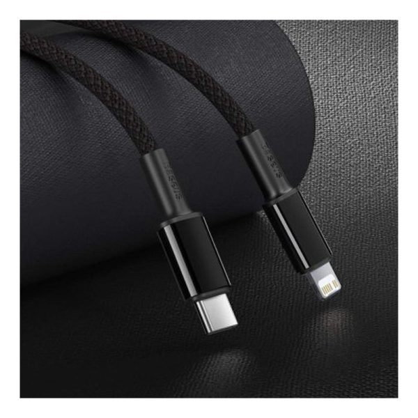 Baseus High Density Braided Fast Charging Data Cable - USB-C To Lightning   2 Meters   Black For Sale