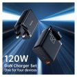 Mcdodo GaN 120W PD Four Port Wall Charger With Cable - USB-C   USB-A   120W   Black Online Sale