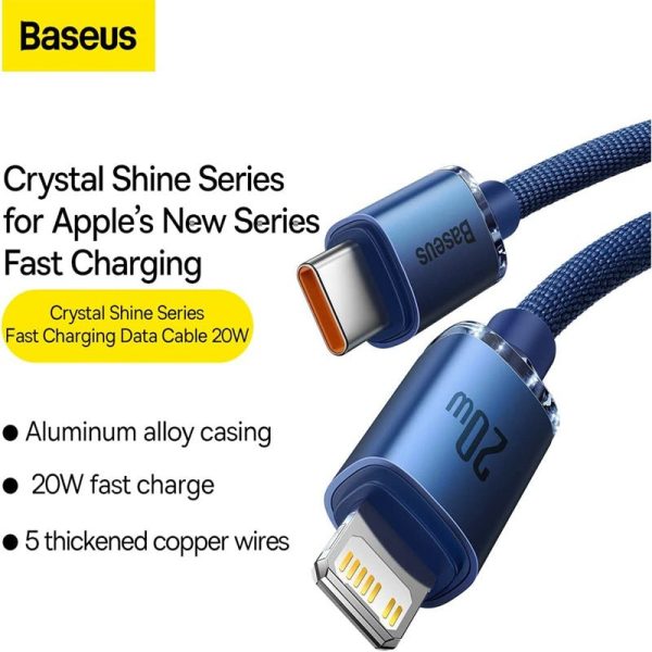 Baseus Crystal Shine Cable Type-C To Lightning Fast Charging Cable  - 20W - 1.2M   Blue Online