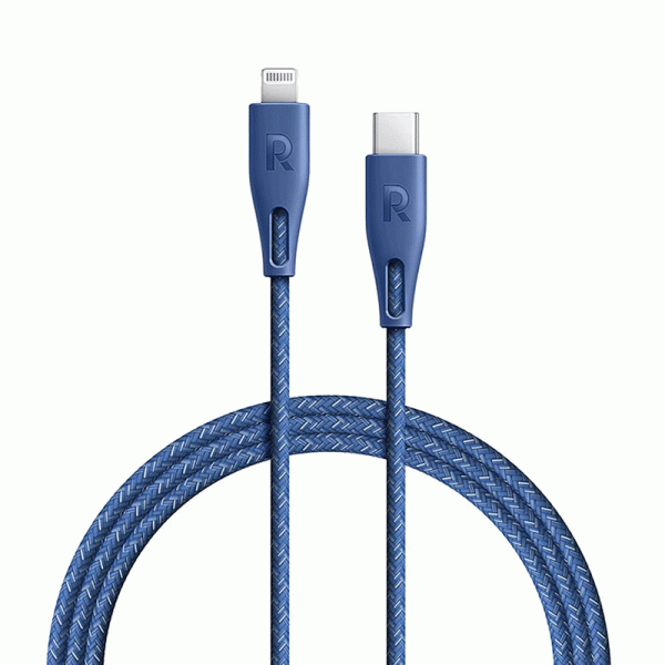 RAVPower Type-C to Lightning Charging Cable - 2 Meter   Nylon Blue Sale