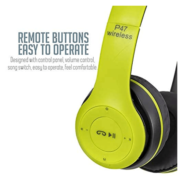 P47 Wireless Headphone - Bluetooth 4.2   Wireless   Green - 2 s Day Treats Supply