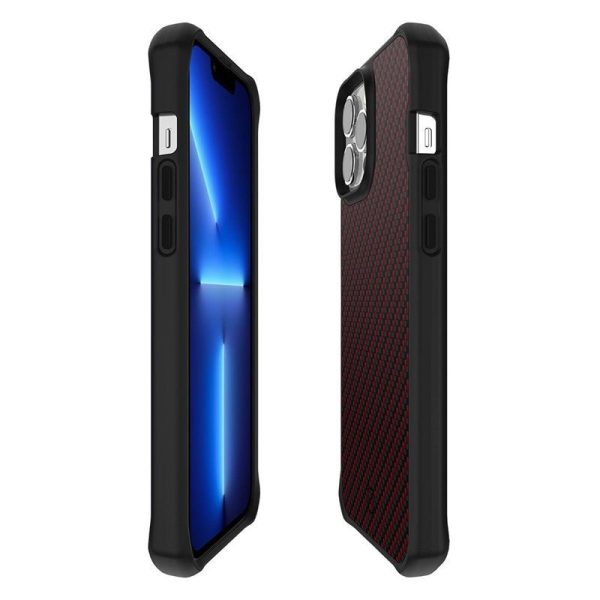 Itskins Hybrid Mag Carbon Series Cover - Apple iPhone 13 Pro Max   Carbon Red Fashion