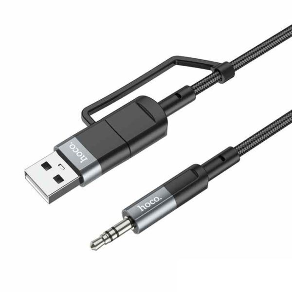 Hoco 2 in 1 Digital Audio Conversion Cable - Type-C   USB   1 Meter   Black For Cheap