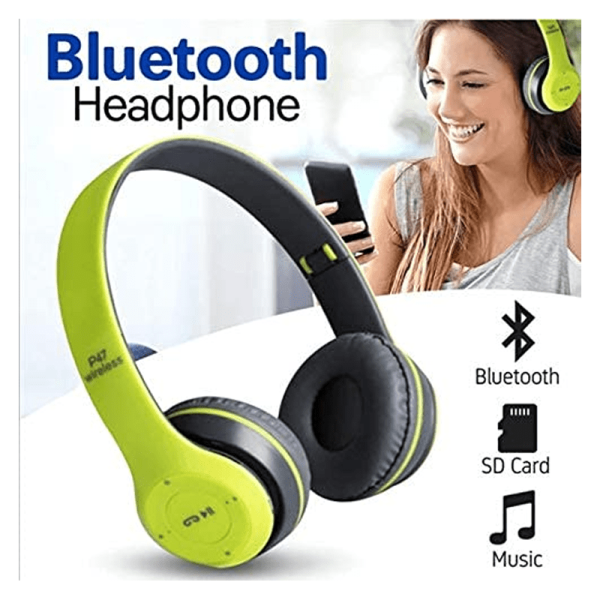 P47 Wireless Headphone - Bluetooth 4.2   Wireless   Green - 2 s Day Treats Supply