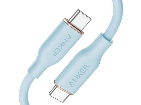 Anker Super Strong PowerLine lll Flow - USB-C   100W   3ft   Misty Blue Online Hot Sale