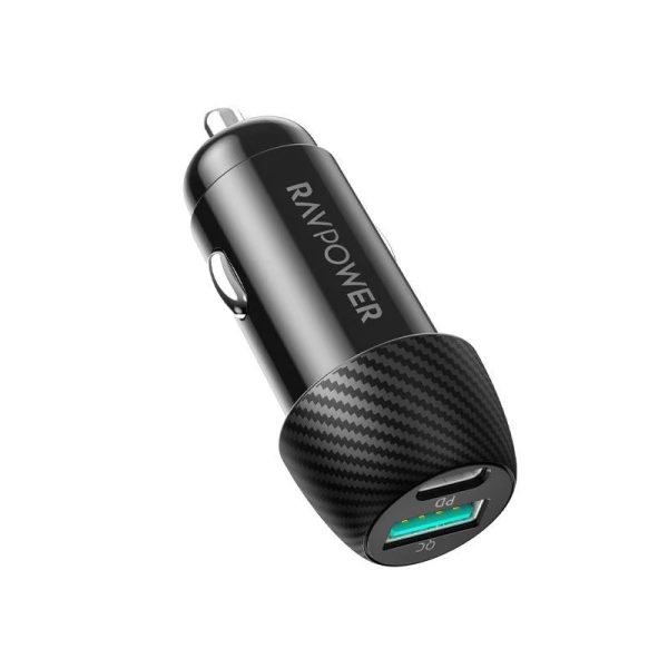 RAVPower RP-VC031 Total 44W Car Charger + 1m Combo - Black For Sale