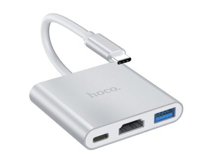 Hoco HB14 Easy-Use Type-C Adapter - Type-C To USB 3.0 + Hdmi + PD - White Cheap