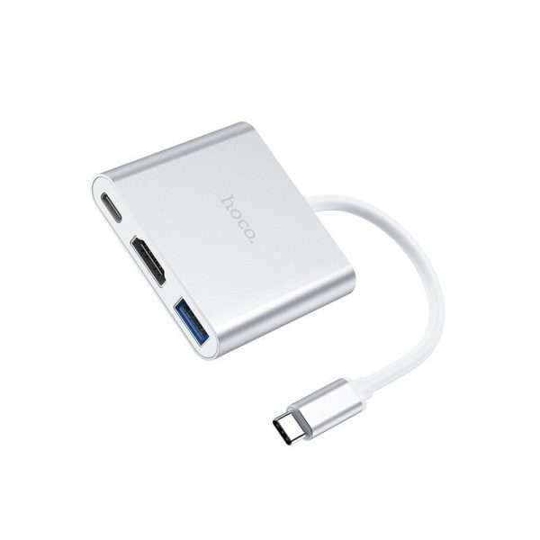 Hoco HB14 Easy-Use Type-C Adapter - Type-C To USB 3.0 + Hdmi + PD - White Cheap