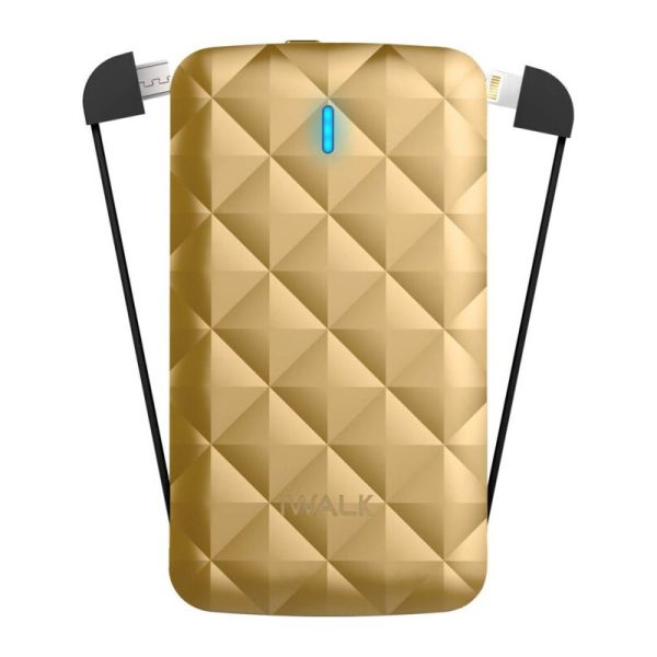 iWALK Duo Ultra Slim In-Built Cable Power Bank - 3000mAh   Gold For Sale