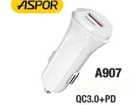 Aspor A907 Power Delivery Fast Car Charger - 20W   White Discount