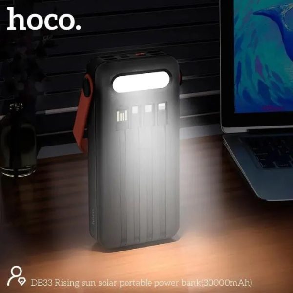 HOCO DB33 Solar Charging Portable Power Bank 30000mAh - Black Hot on Sale