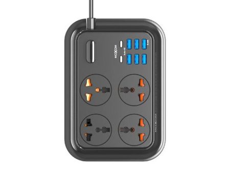 MOXOM 4 Anti-Static Power Socket - 4 Socket   USB-C   Black For Cheap