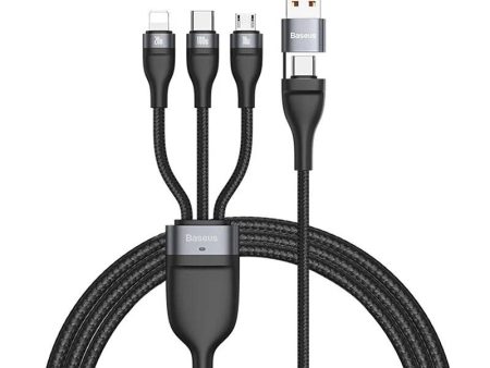 Baseus Flash Series Two-for-three Fast Charging Data Cable U+C to M+L+C - 1.2 Meters   100W   Black on Sale