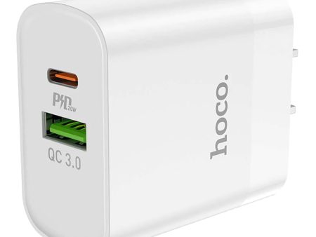 Hoco Fast Charger Set with Cable - 20W   Type-C   Lightning   White Sale