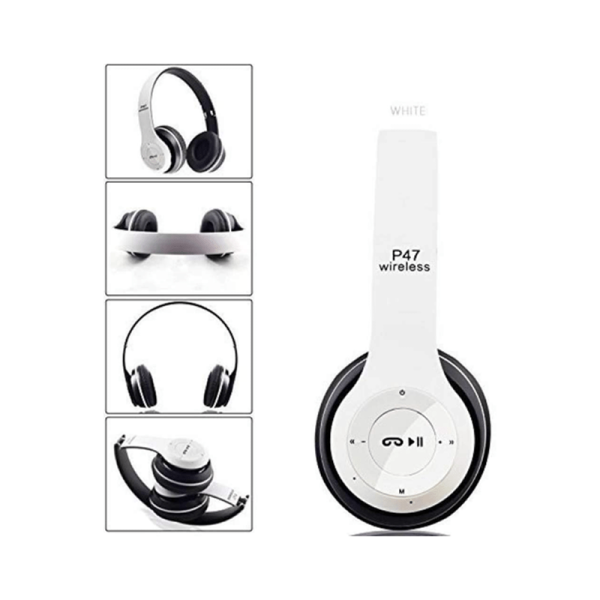 P47 Wireless Headphone - Bluetooth 4.2   Wireless   White Fashion