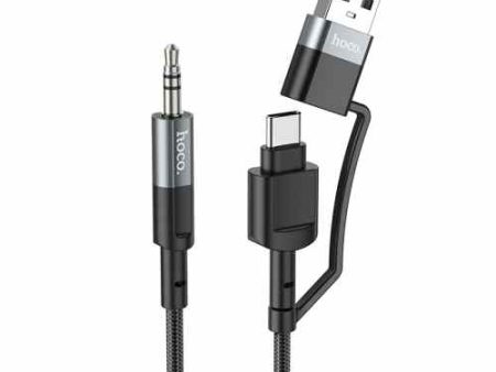 Hoco 2 in 1 Digital Audio Conversion Cable - Type-C   USB   1 Meter   Black For Cheap