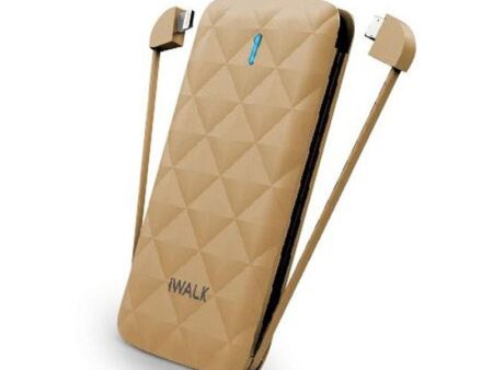 iWALK Duo Ultra Slim In-Built Cable Power Bank - 3000mAh   Gold For Sale