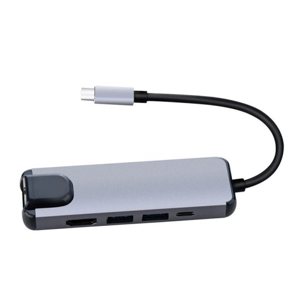 Multifunctional USB-C HUB - HDMI   USB-C   USB   LAN   Grey Sale