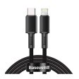 Baseus High Density Braided Fast Charging Data Cable - USB-C To Lightning   2 Meters   Black For Sale