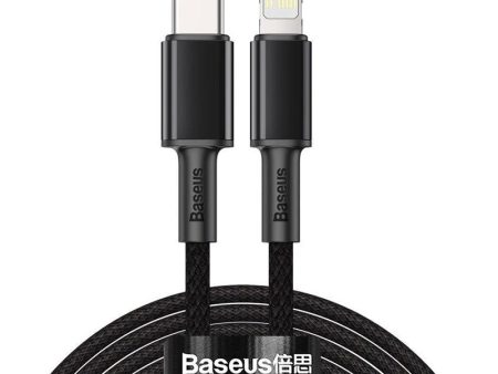 Baseus High Density Braided Fast Charging Data Cable - USB-C To Lightning   2 Meters   Black For Sale