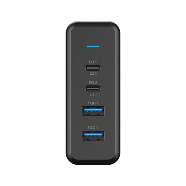 Powerology 156W Multiport USB Wall Charger - 156W   USB-C   USB-A   Black Supply