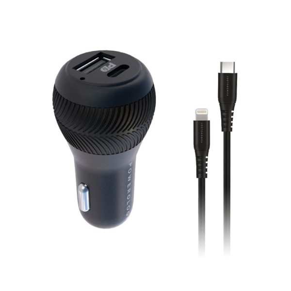 Powerology Ultra-Quick 32W Car Charger With Cable - USB-C   32W   Black Supply