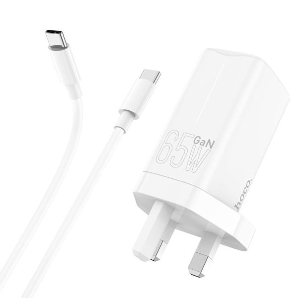 HOCO NK7 GaN Wall Charger With USB-C Cable - USB-C   USB-A   White Discount