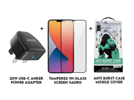 King Kong Anti Burst Clear Case + Tempered Glass Screen Protector + Anker 20W USB-C Power Adapter - iPhone 13 Pro Max - Bundle Offer For Cheap