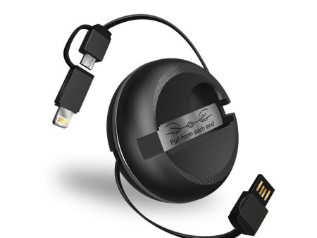 iWALK Retractable 2 IN 1 Charging Cable - Mirco-USB   Lightning   1 Meter   Black Sale