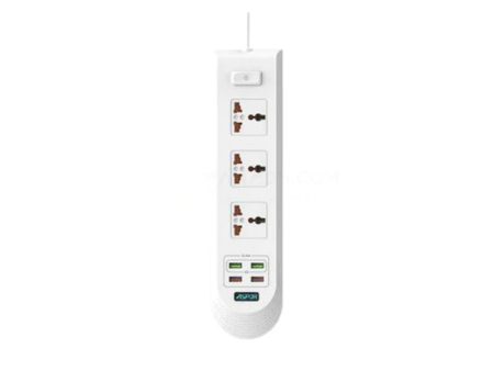 Aspor A502 Power Socket - Socket   USB    2 Meters   White Online Sale