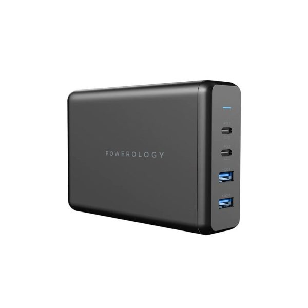 Powerology 156W Multiport USB Wall Charger - 156W   USB-C   USB-A   Black Supply