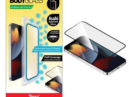 Torrii Bodyglass Full Coverage Screen Protector - iPhone 13 & 13 Pro   Anti-bacterial Coating   Black Hot on Sale