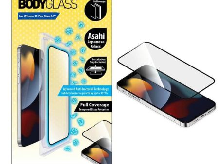 Torrii Bodyglass Full Coverage Screen Protector - iPhone 13 Pro Max   Anti-bacterial Coating   Black For Sale