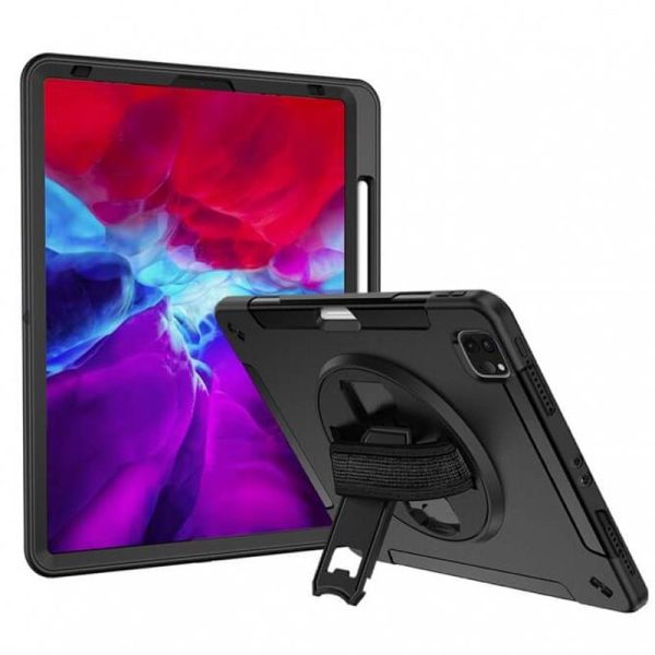 Armor-X Enx Ultra Shockproof Rugged Case For iPad Pro 12.9  With Hand Strap & Kick-Stand & Pen Holder - Black For Cheap