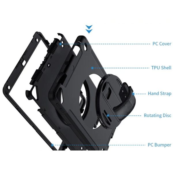 Armor-X Enx Ultimate Shockproof Rugged Case For iPad Air 4 10.9  With Hand Strap & Kick-Stand & Pen Holder - Black Sale