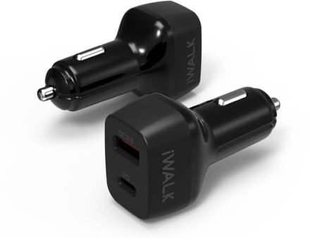 iWALK Power Delivery Car Charger - USB-C   USB-A   Black Online Hot Sale