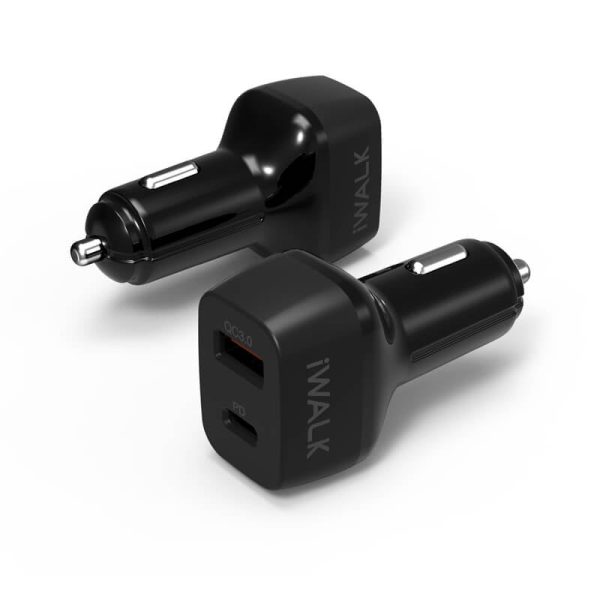 iWALK Power Delivery Car Charger - USB-C   USB-A   Black Online Hot Sale