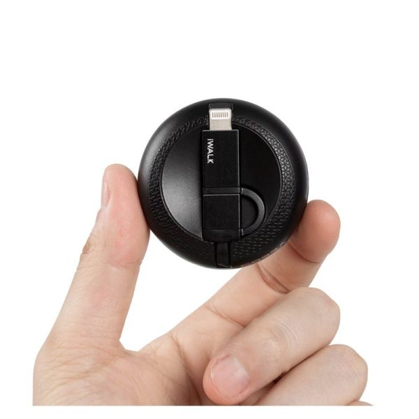 iWALK Retractable 2 IN 1 Charging Cable - Mirco-USB   Lightning   1 Meter   Black Sale