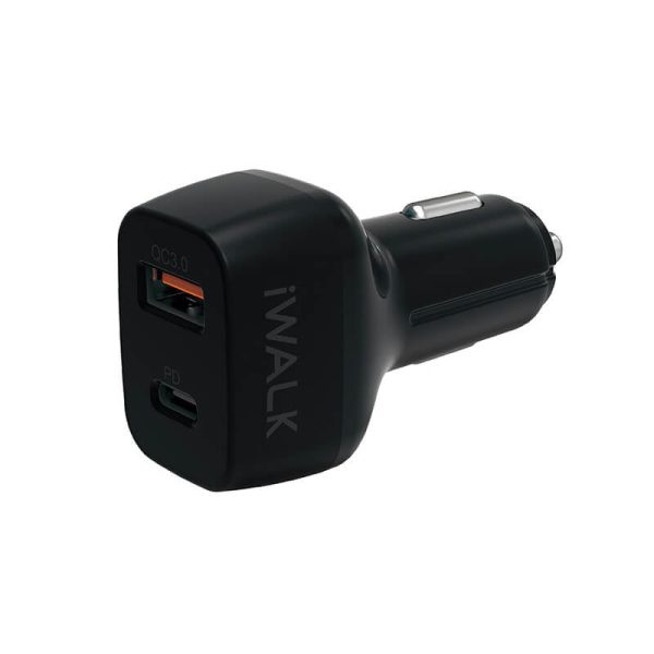 iWALK Power Delivery Car Charger - USB-C   USB-A   Black Online Hot Sale