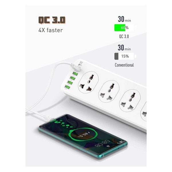 Ldnio 10 Outlet Power Socket - 10 Way   USB-C   2 Meters   White Discount