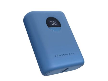 Powerology Ultra-Compact Power Bank - 10,000mAh   USB-C   USB-A   Blue Fashion