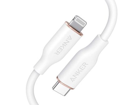 Anker Super Strong PowerLine lll Flow - USB-C to Lightning   6ft   White Discount