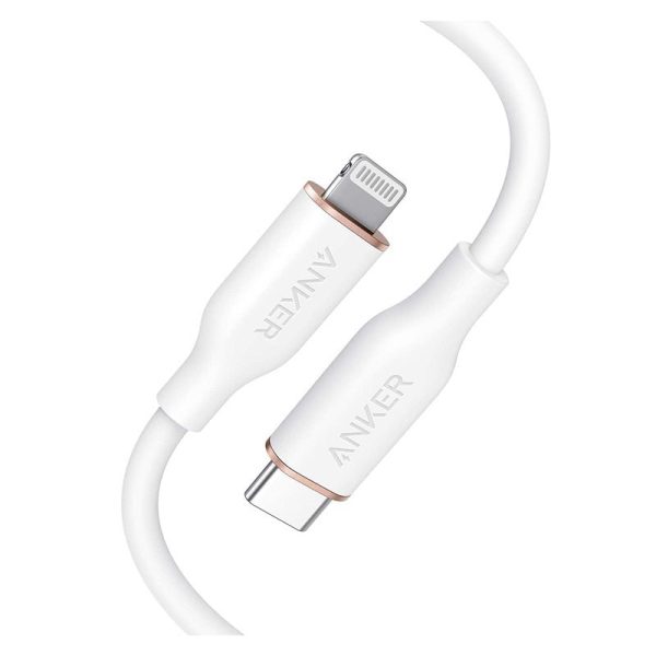 Anker Super Strong PowerLine lll Flow - USB-C to Lightning   6ft   White Discount